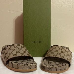 Gucci Sideline Logo Canvas Slides